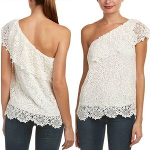 Velvet by Graham & Spencer Adalaide Lace Top one shoulder ruffle womens small